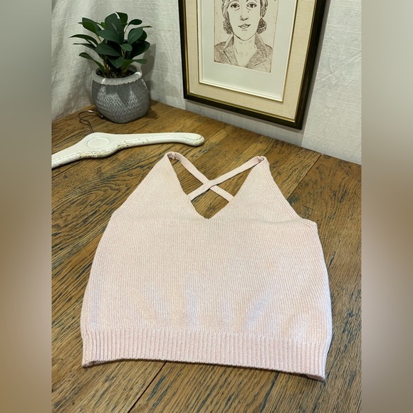 🩷 OREVER 21 | Light Pink Ribbed Knit Crop Top - Size M - Picture 4 of 7